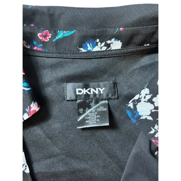 DKNY Women's Shear Floral Long Sleeve Dress - Picture 4 of 6